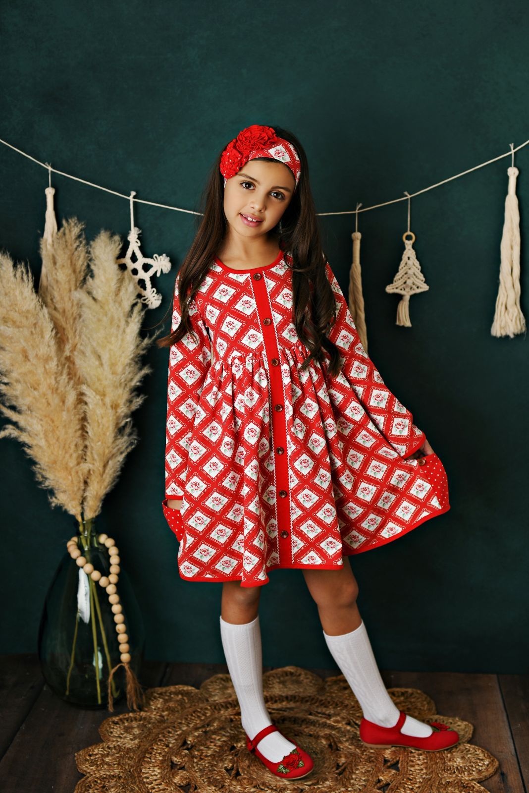 Swoon Baby Winter Floral Prim Pocket Dress Style 21-62