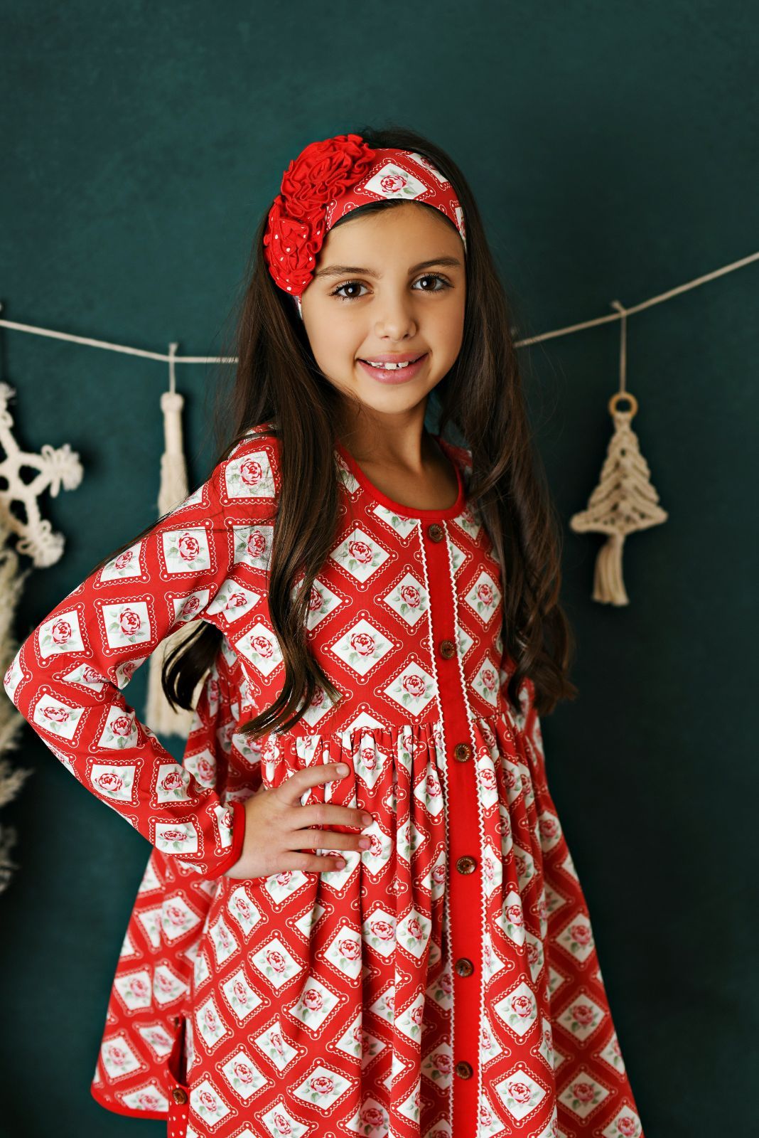 Swoon Baby Winter Floral Prim Pocket Dress Style 21-62