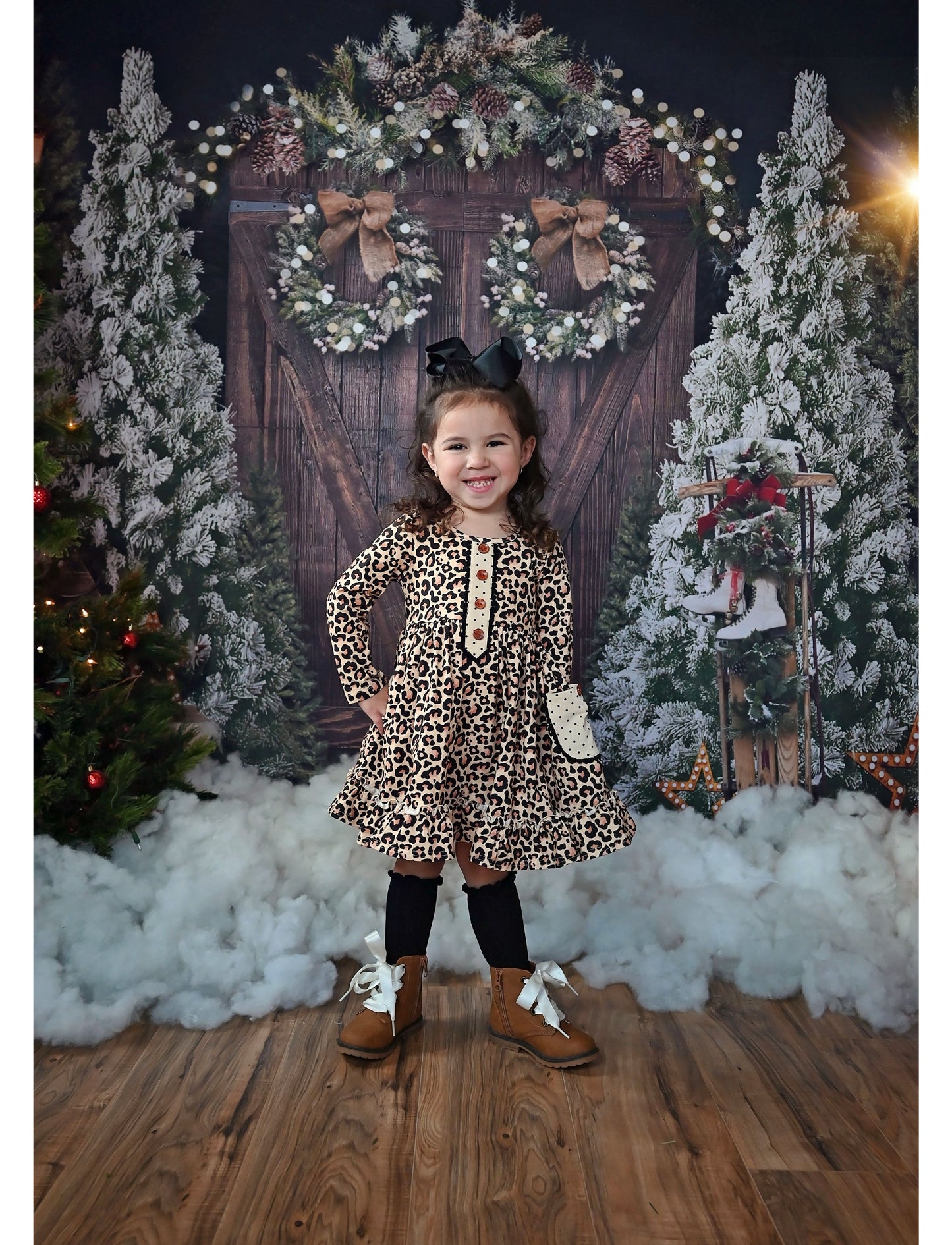 Swoon Baby Midnight Leopard Petal Pocket Dress