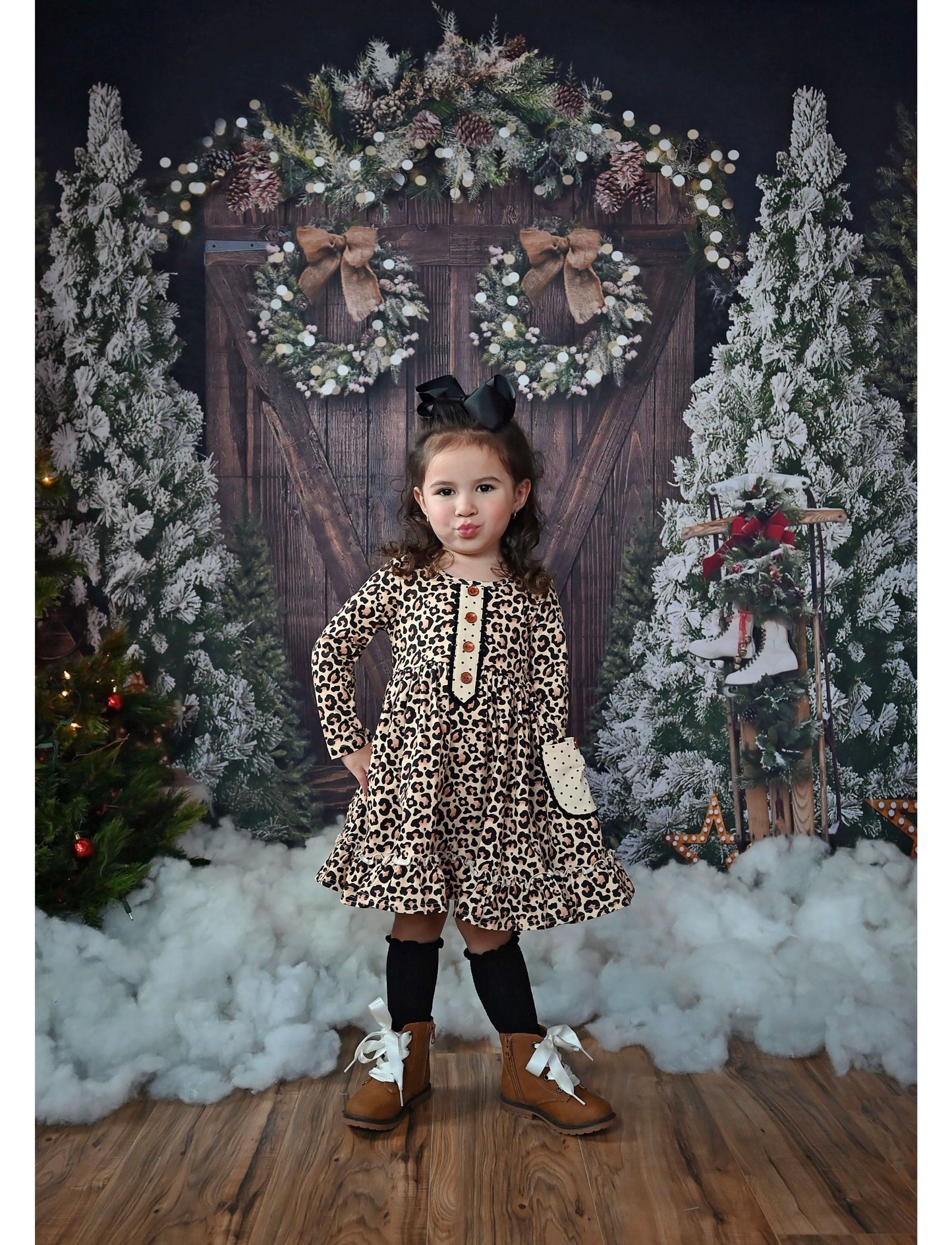 Swoon Baby Midnight Leopard Petal Pocket Dress
