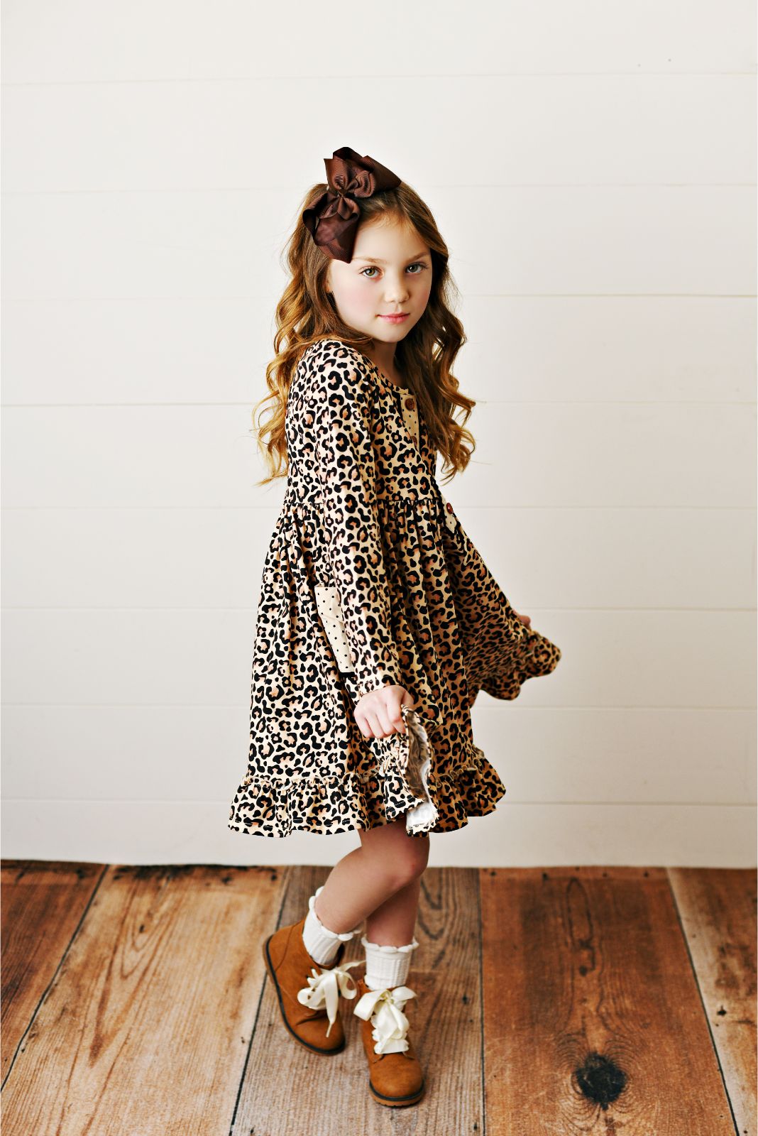 Swoon Baby Midnight Leopard Petal Pocket Dress