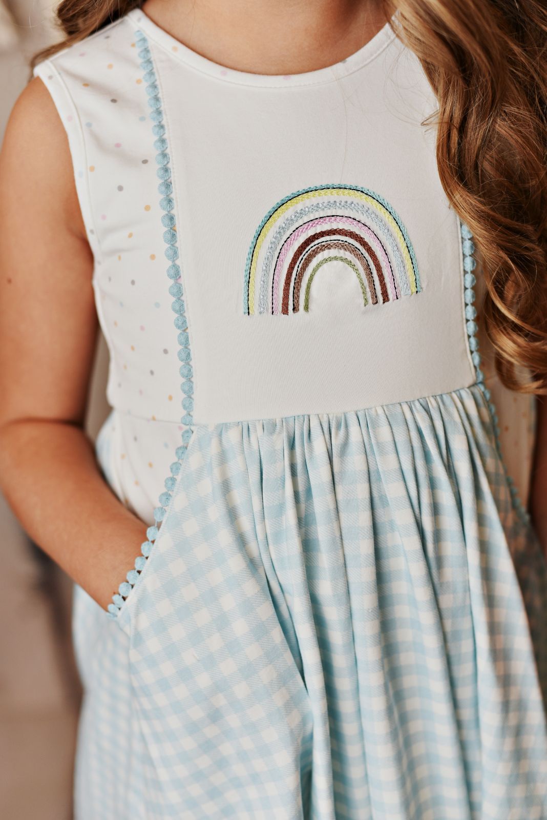 Swoon Baby Rainbow Fleur Embroidered Frock Pocket Dress Style 21-61