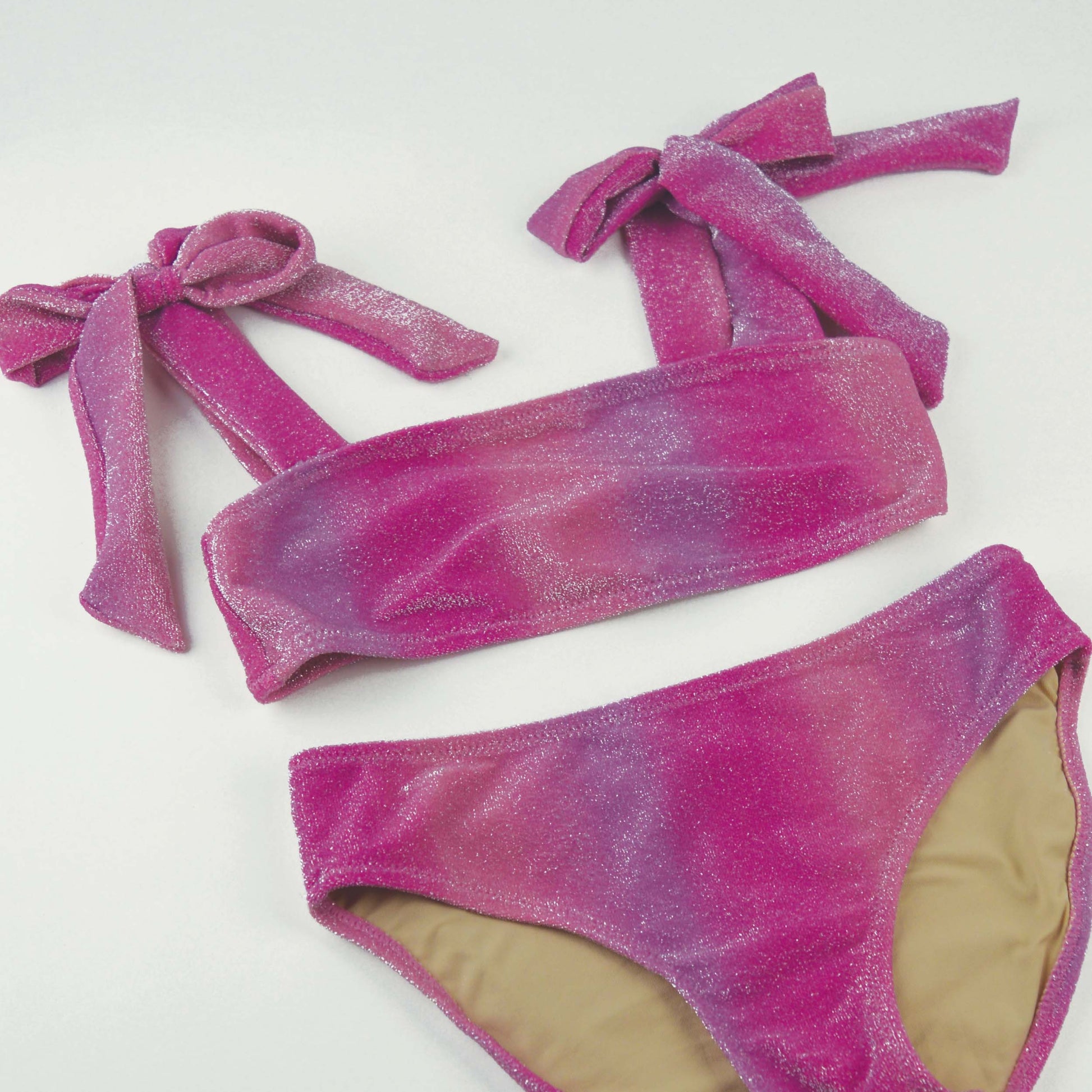 Shade Critters Pink Ombre Shimmer Bunny Tie Girls Bikini