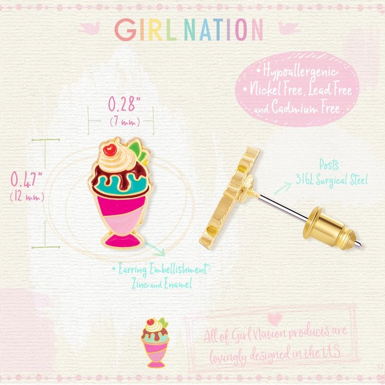Girl Nation Cutie Stud Earrings - Sundae Supreme
