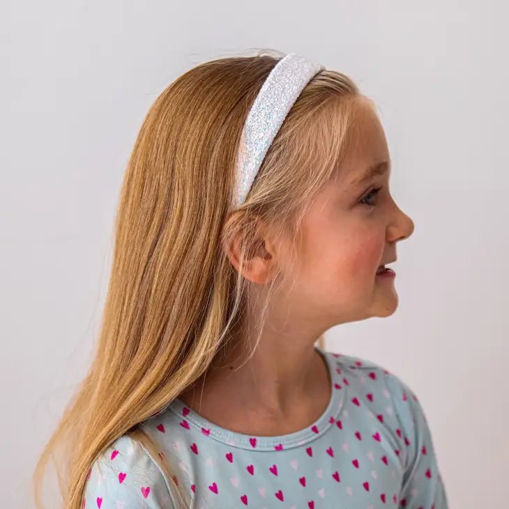 Frog Sac Tapered Chunky Glitter Headband - White