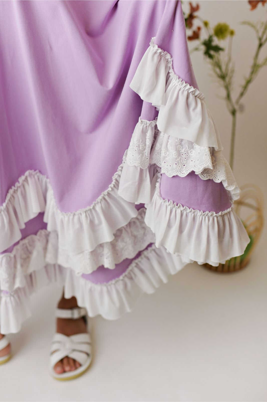 Serendipity Clothing Purple Flutter Maxi Twirl Dress w/Eyelet Rosette