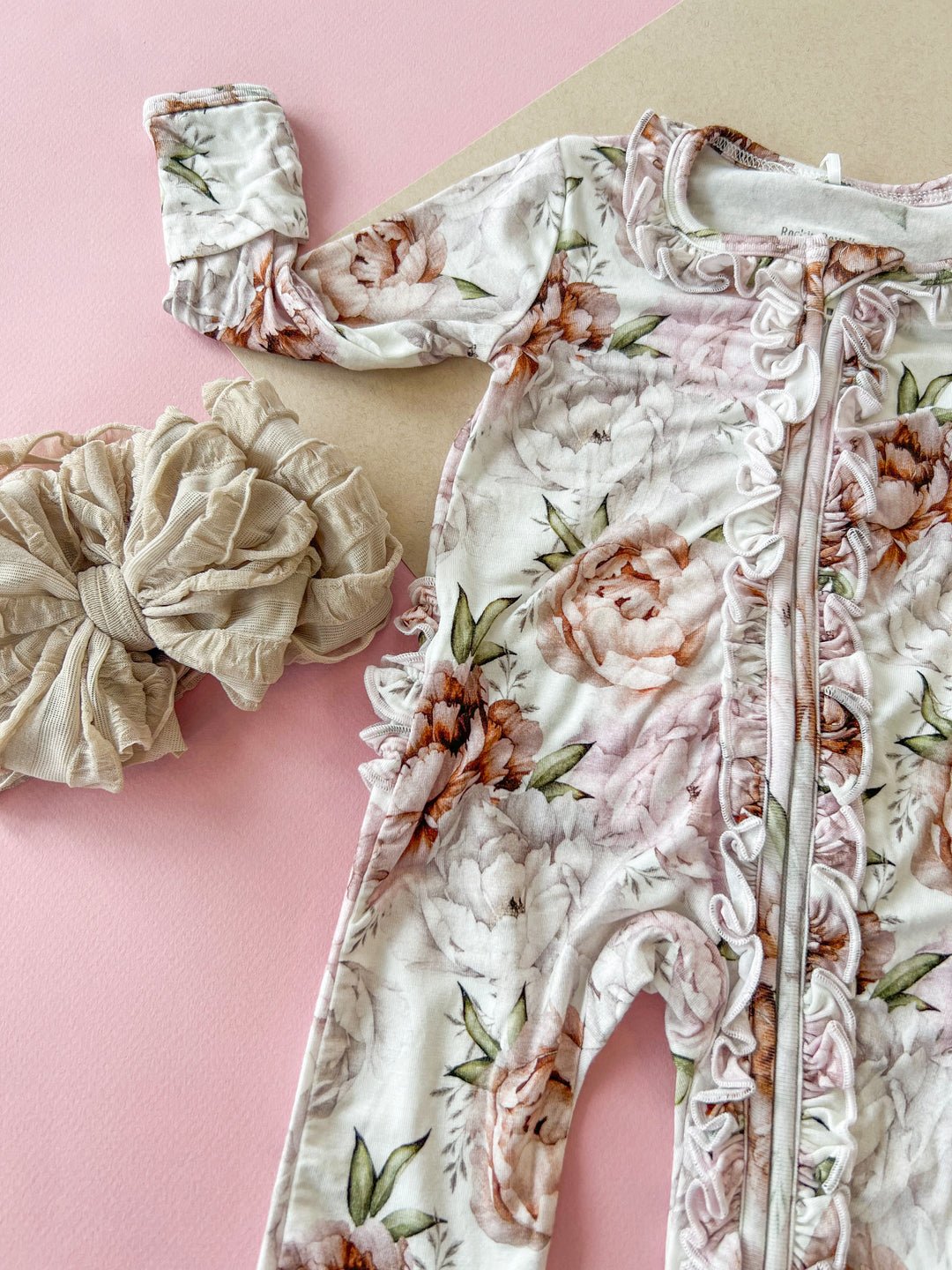 Rockin Royalty Baby Floral Dreams Ruffle Zip Footie