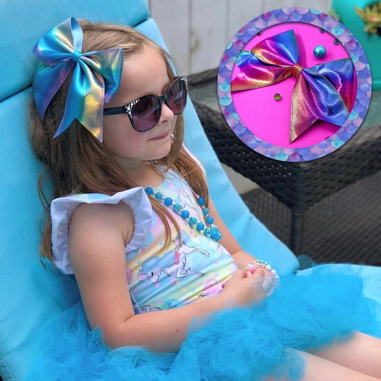 Frog Sac Large Metallic Mermaid Hair Bows - 4 Pack
