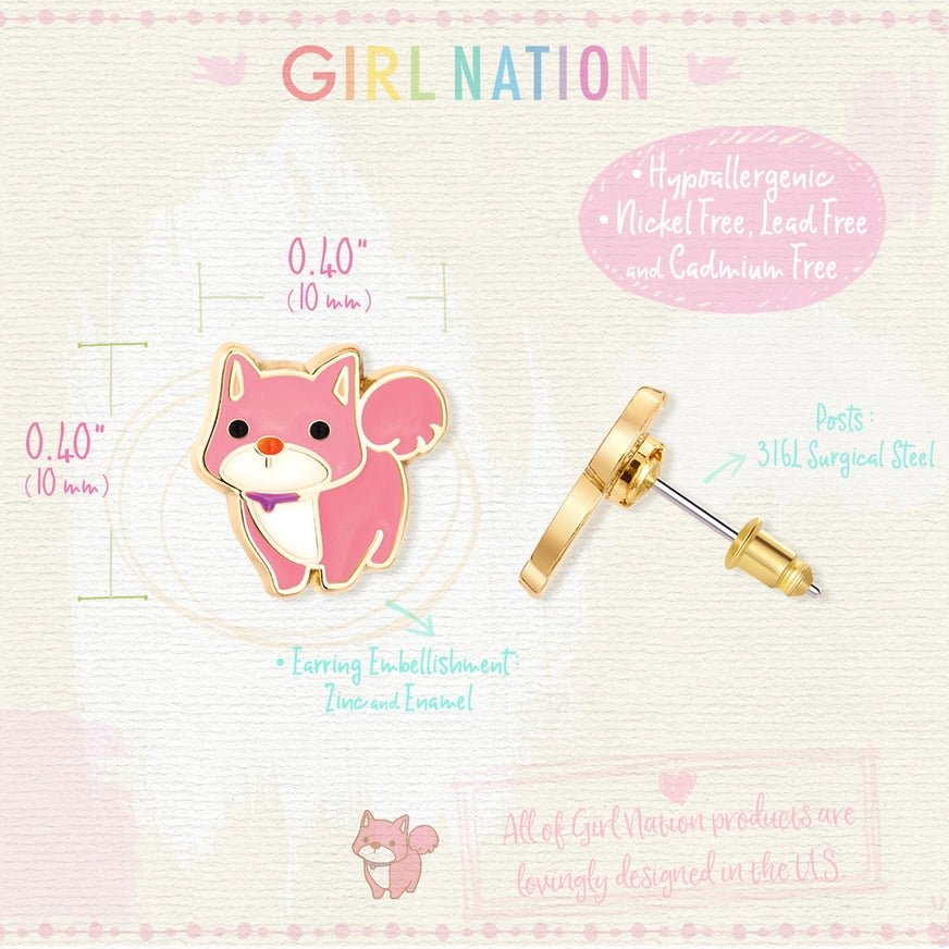 Girl Nation Cutie Stud Earrings - Charming Corgi