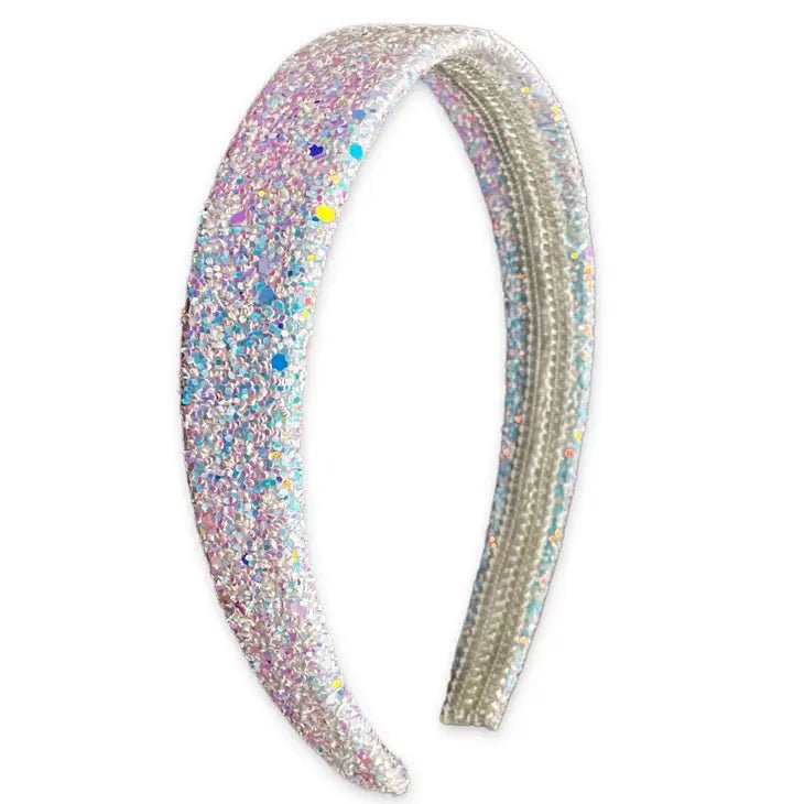 Frog Sac Tapered Chunky Glitter Headband - White