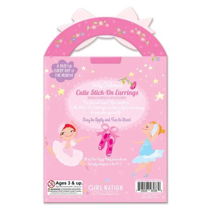 Girl Nation Cutie Stick-On Earrings - Pretty Ballerinas