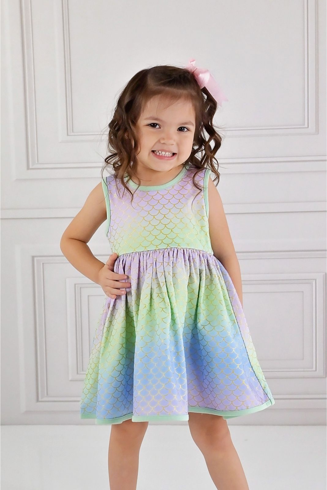 Swoon Baby Ombre Under The Sea Peony Bow Dress Style 23-80