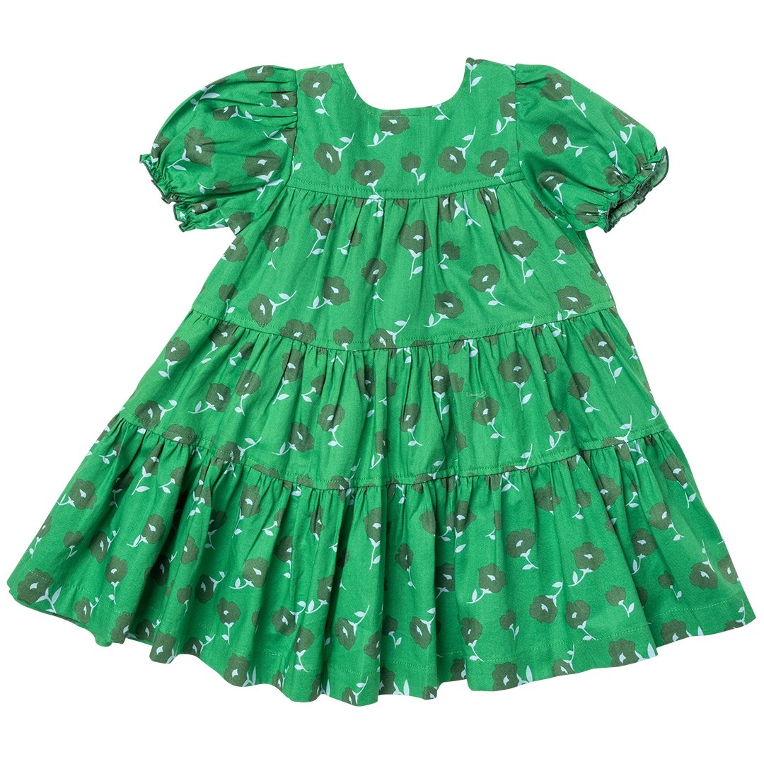 Pink Chicken Girls Elizabeth Dress - Green Flower Toss