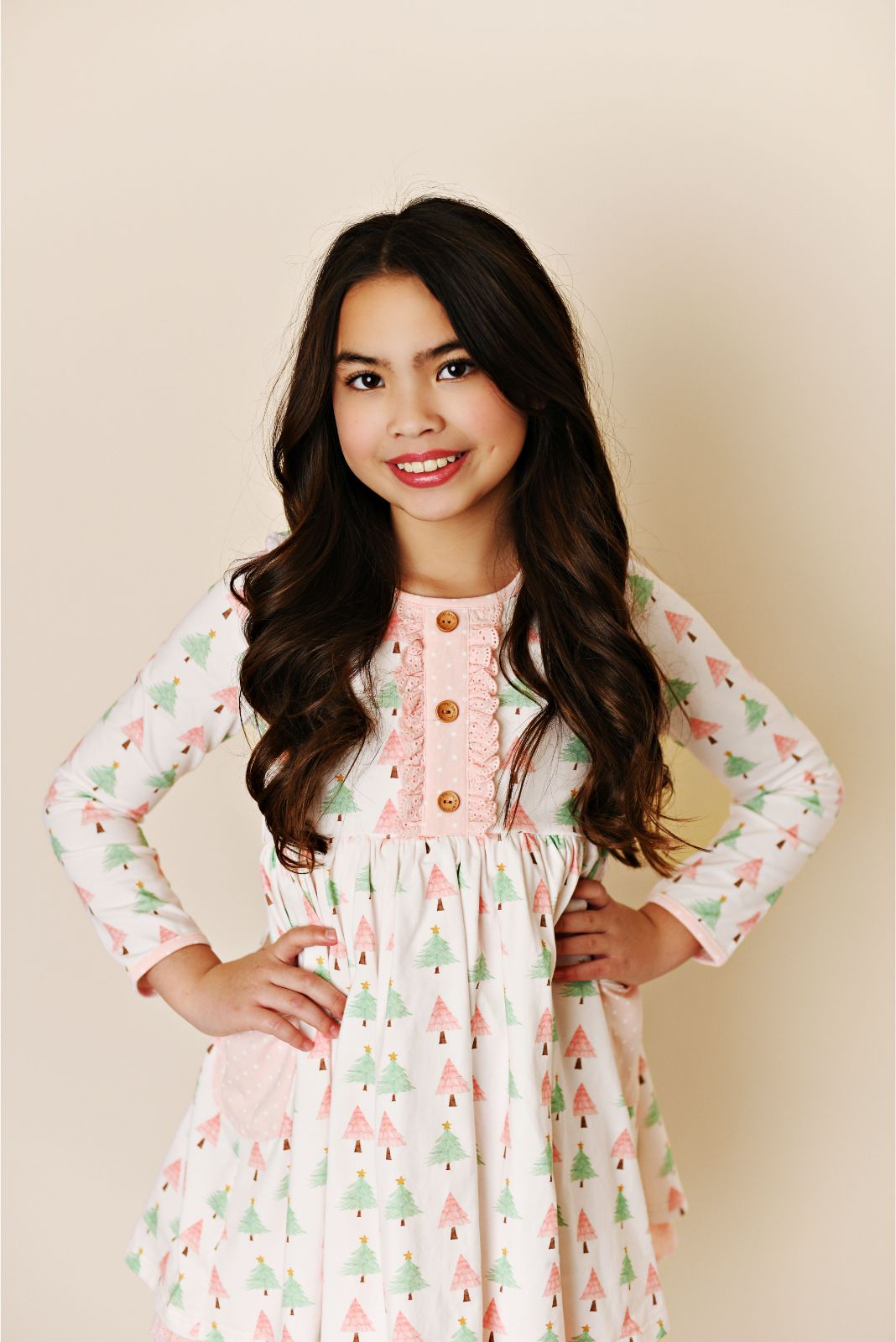 Swoon Baby Pink Christmas Bliss Pocket Eyelet Dress Style 23-56