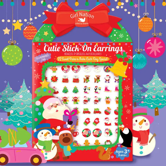 Girl Nation Cutie Stick-On Earrings - Holly Jolly