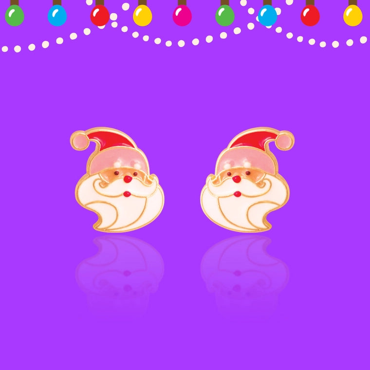 Girl Nation Cutie Stud Earrings - Holly Jolly Santa