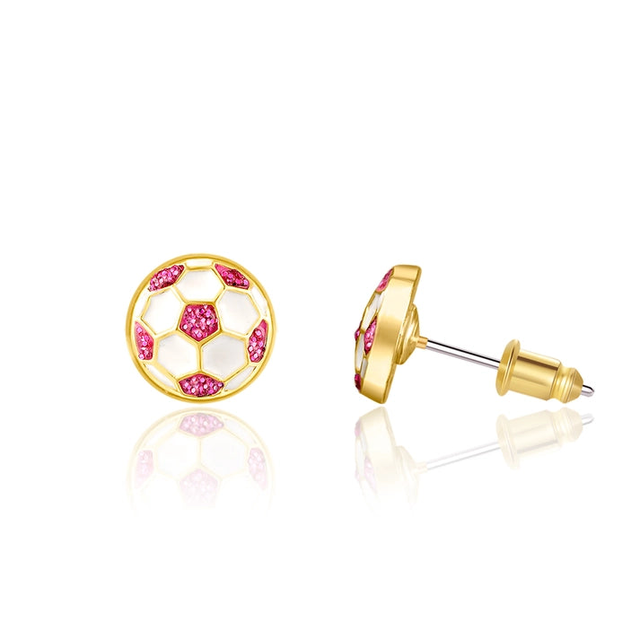 Girl Nation Cutie Stud Earrings - Glitter Soccer Ball