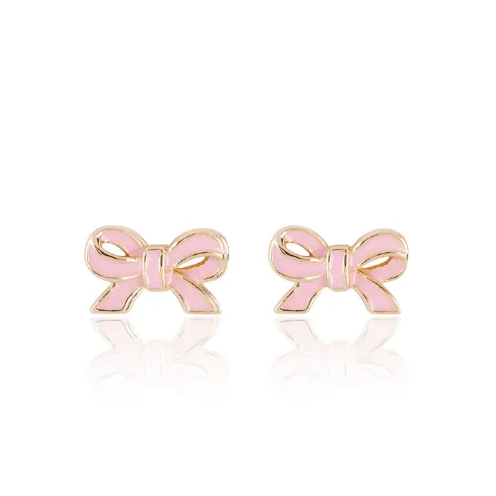 Girl Nation Cutie Stud Earrings - Pretty Pink Bow