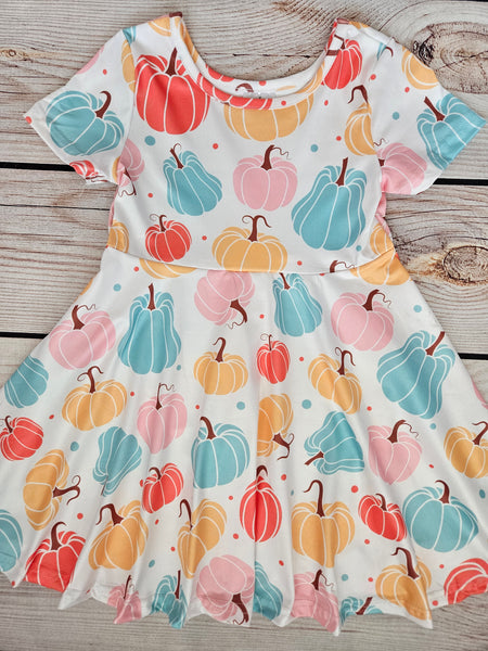 Girls Pastel Pumpkin Twirl Dress