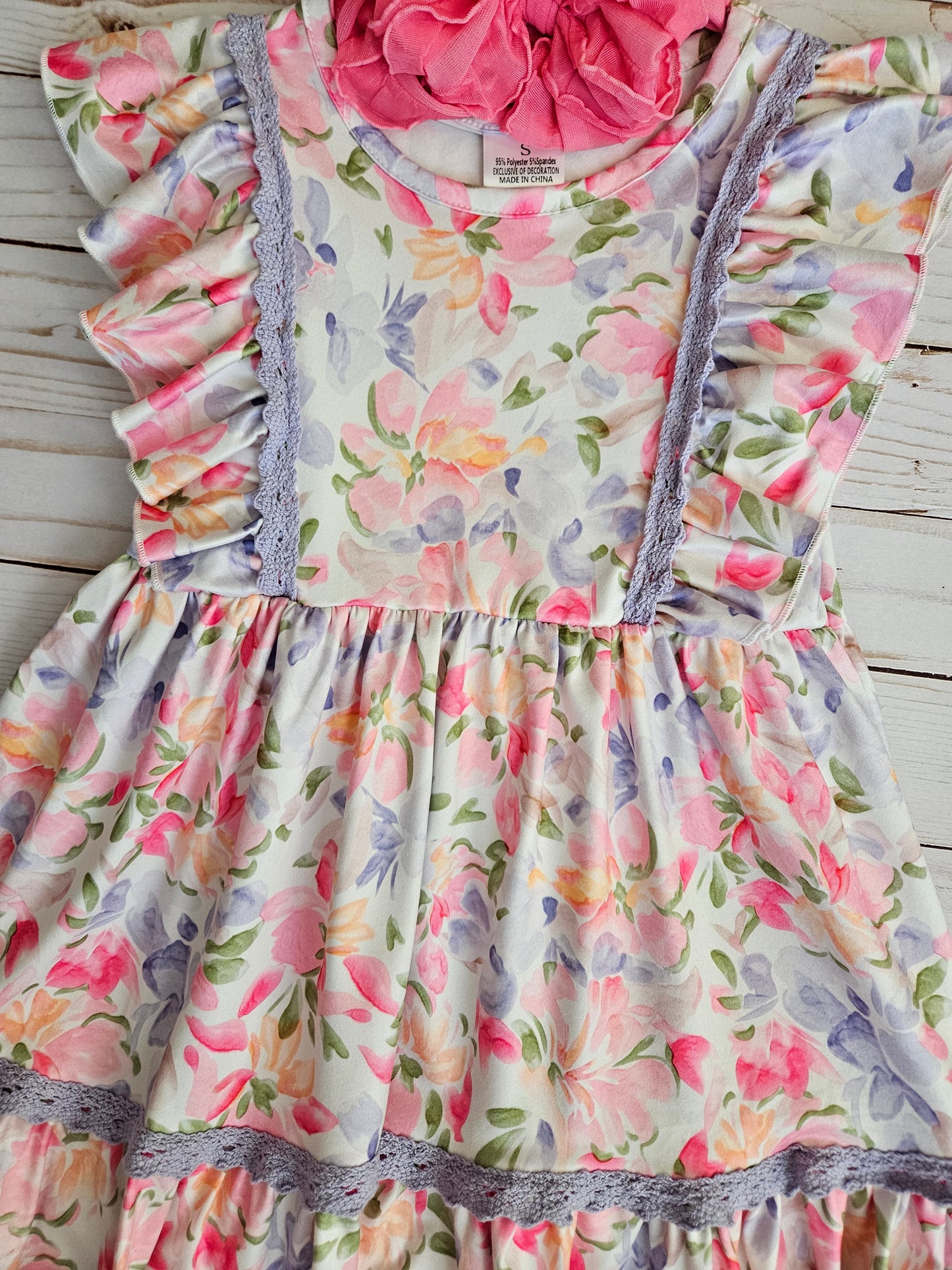 Pastel Floral Ruffled Spring Dress