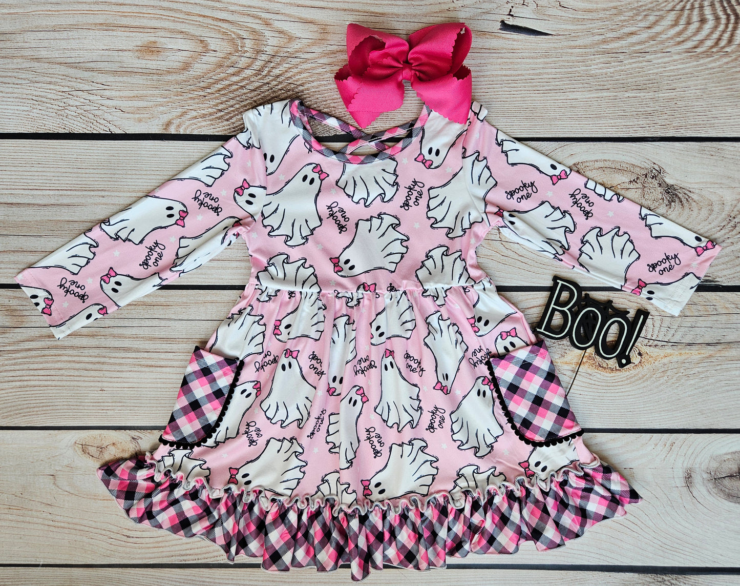 Spooky One Halloween Pink Twirl Dress with Pockets