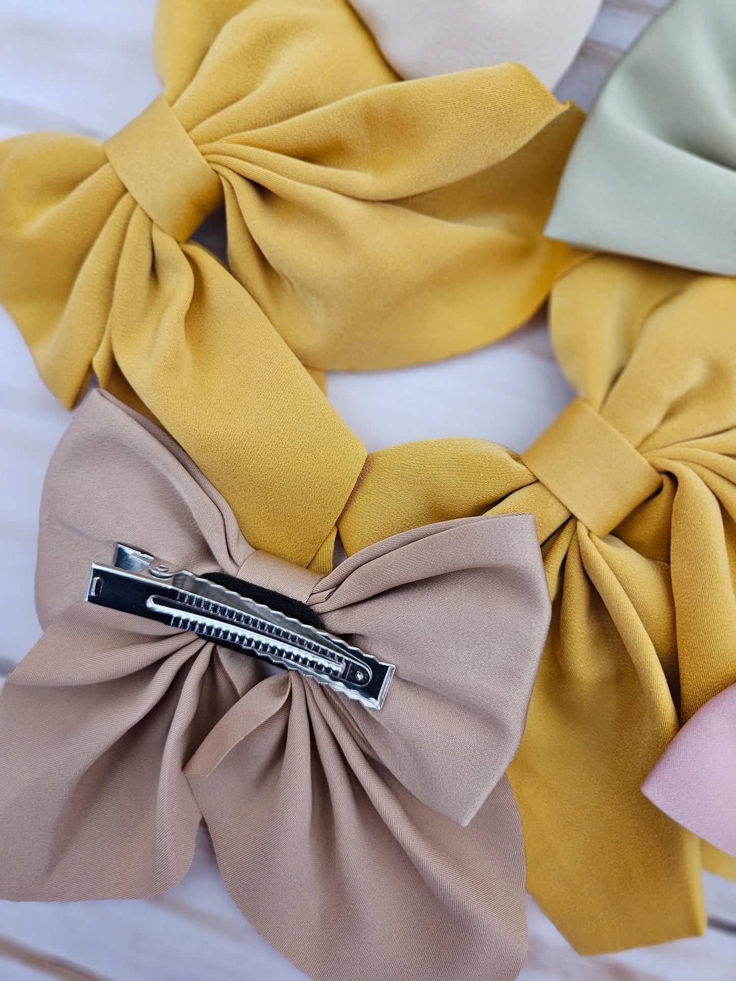 Satin Mustard Bow with Tails