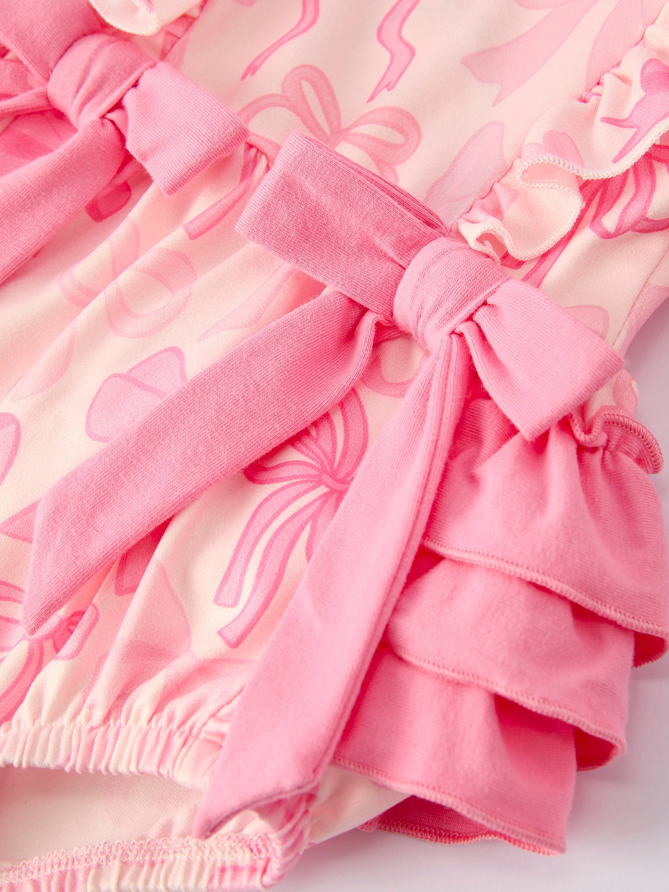Rylee Faith Designs Girls Pink Bow Print Long Sleeves Romper