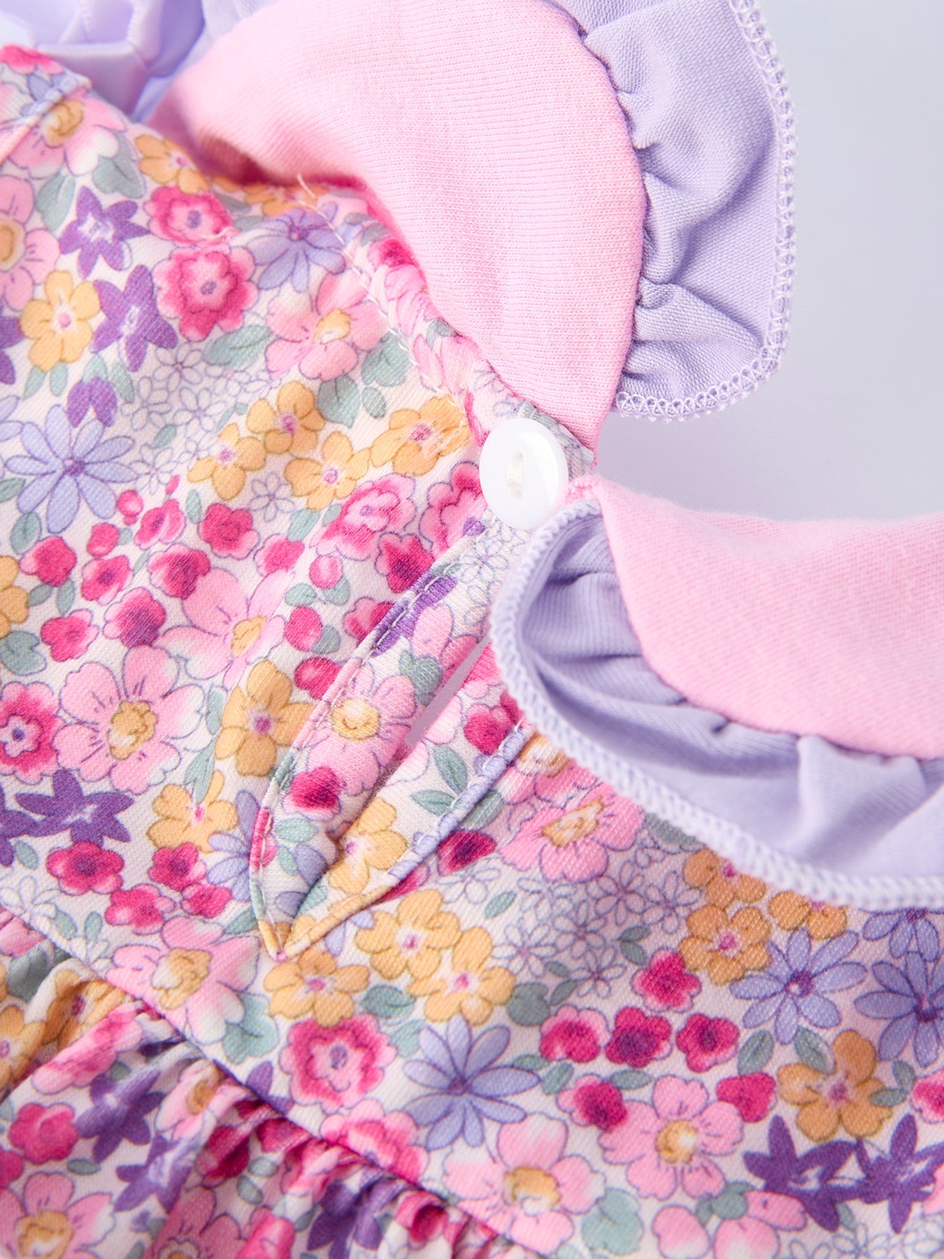 Rylee Faith Designs Spring Purple Floral Bow Ruffle Girl Bloomer Set