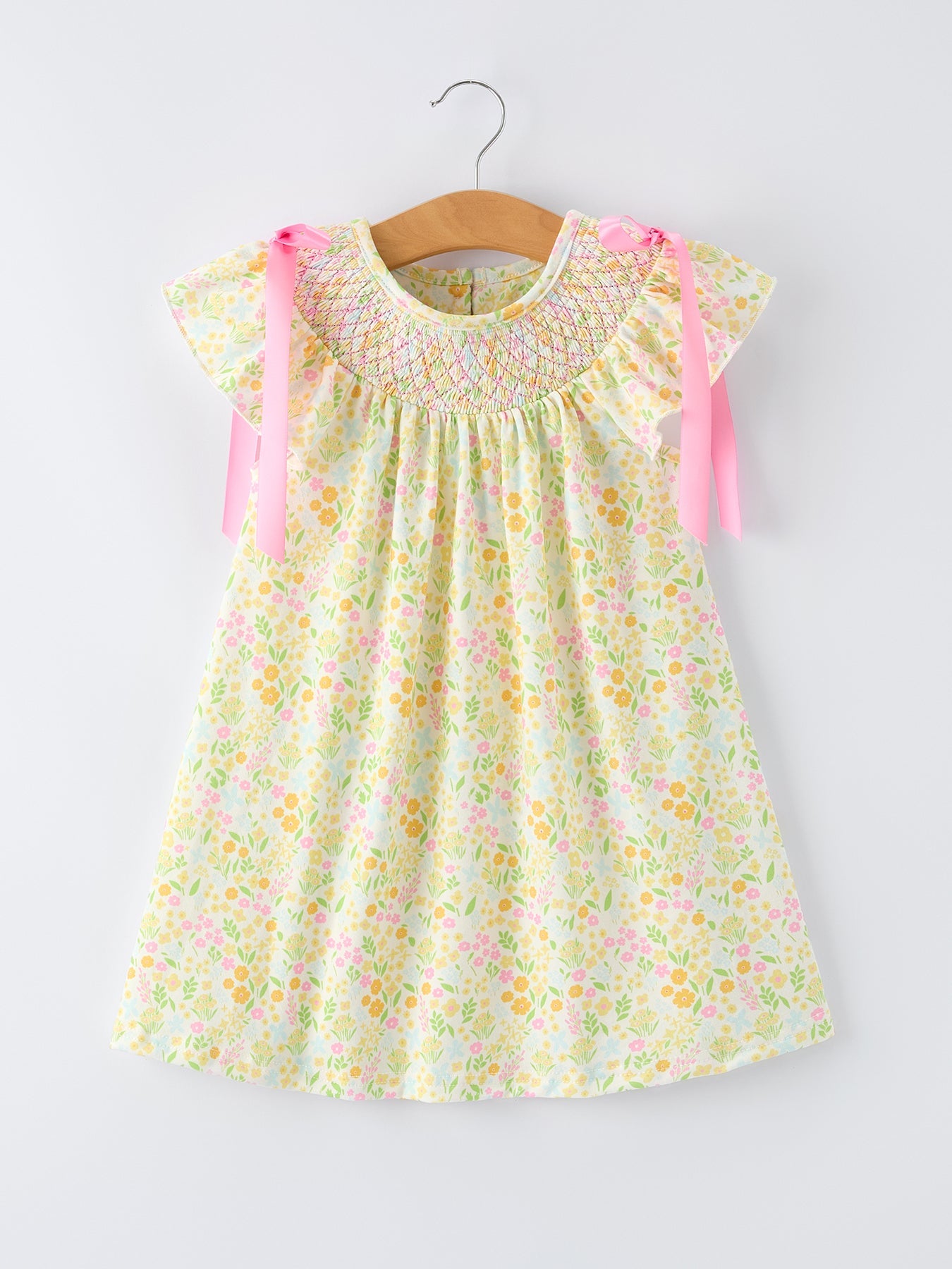 Rylee Faith Designs Spring Floral Smocked Girl Dress