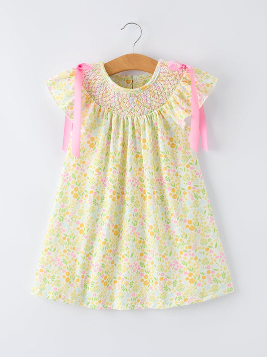 Rylee Faith Designs Spring Floral Smocked Girl Dress