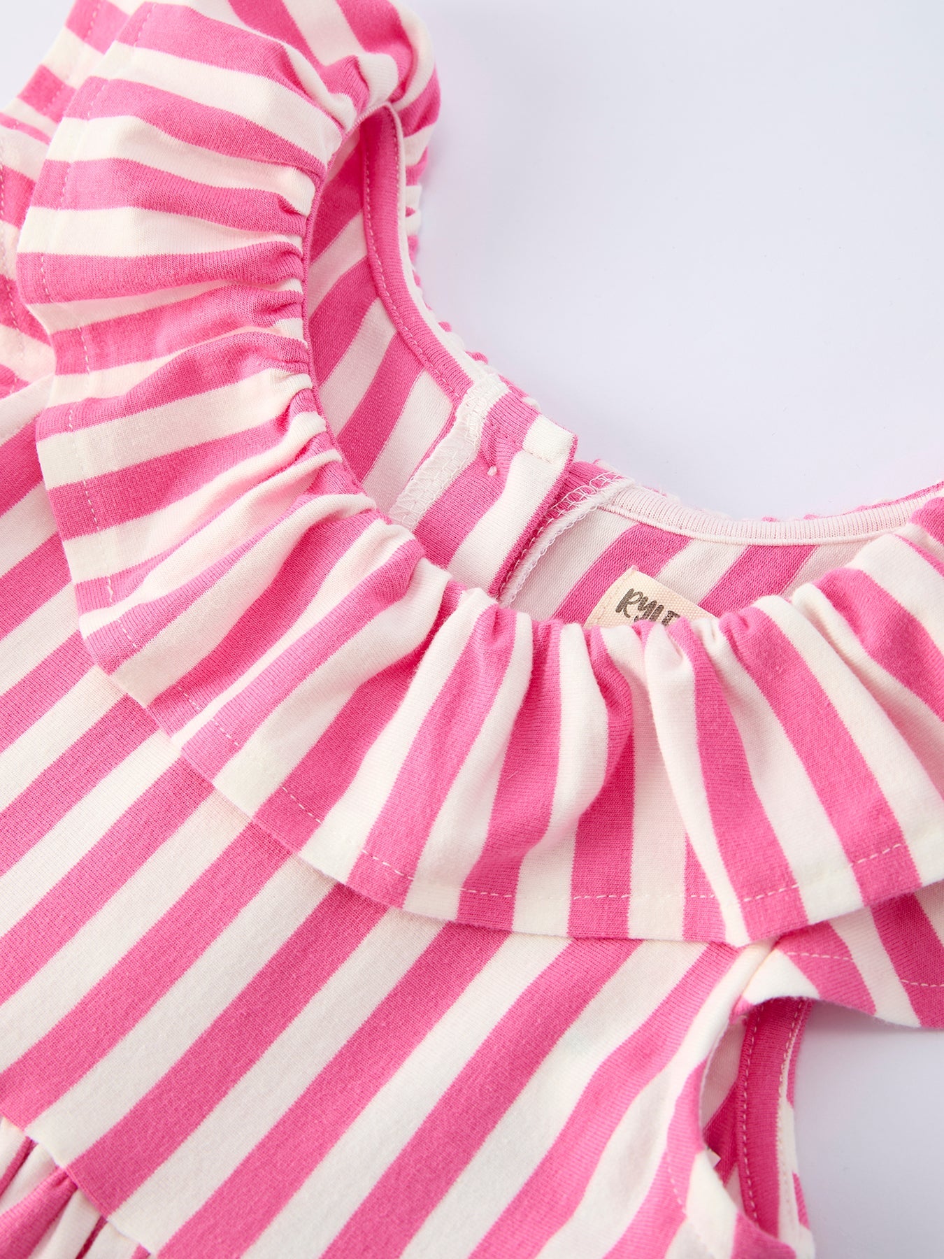 Rylie Faith Designs Spring Pink Striped Ruffled Girls' Dress with Hat