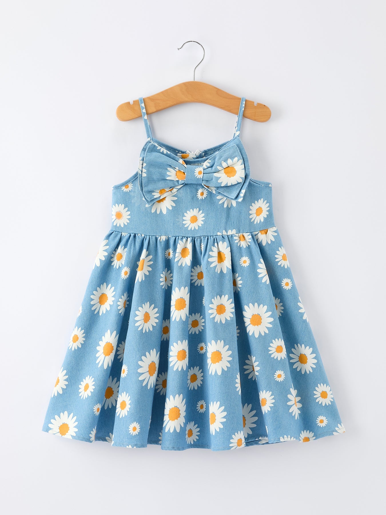 Rylee Faith Designs Spring Daisy Girls' Blue Denim Dress