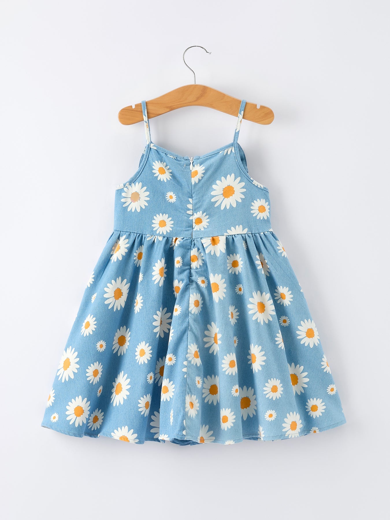 Rylee Faith Designs Spring Daisy Girls' Blue Denim Dress