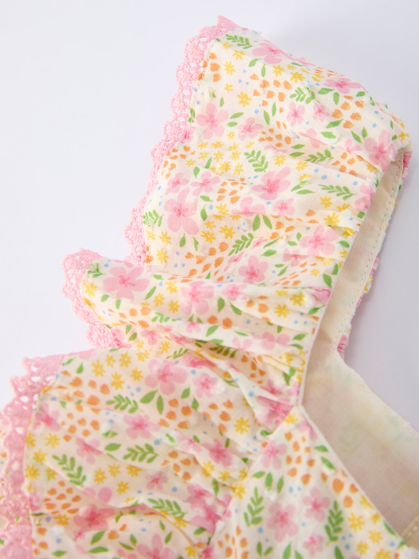 Rylee Faith Designs Spring Floral Girls Ruffle Dress With Bow Straw Hat Set