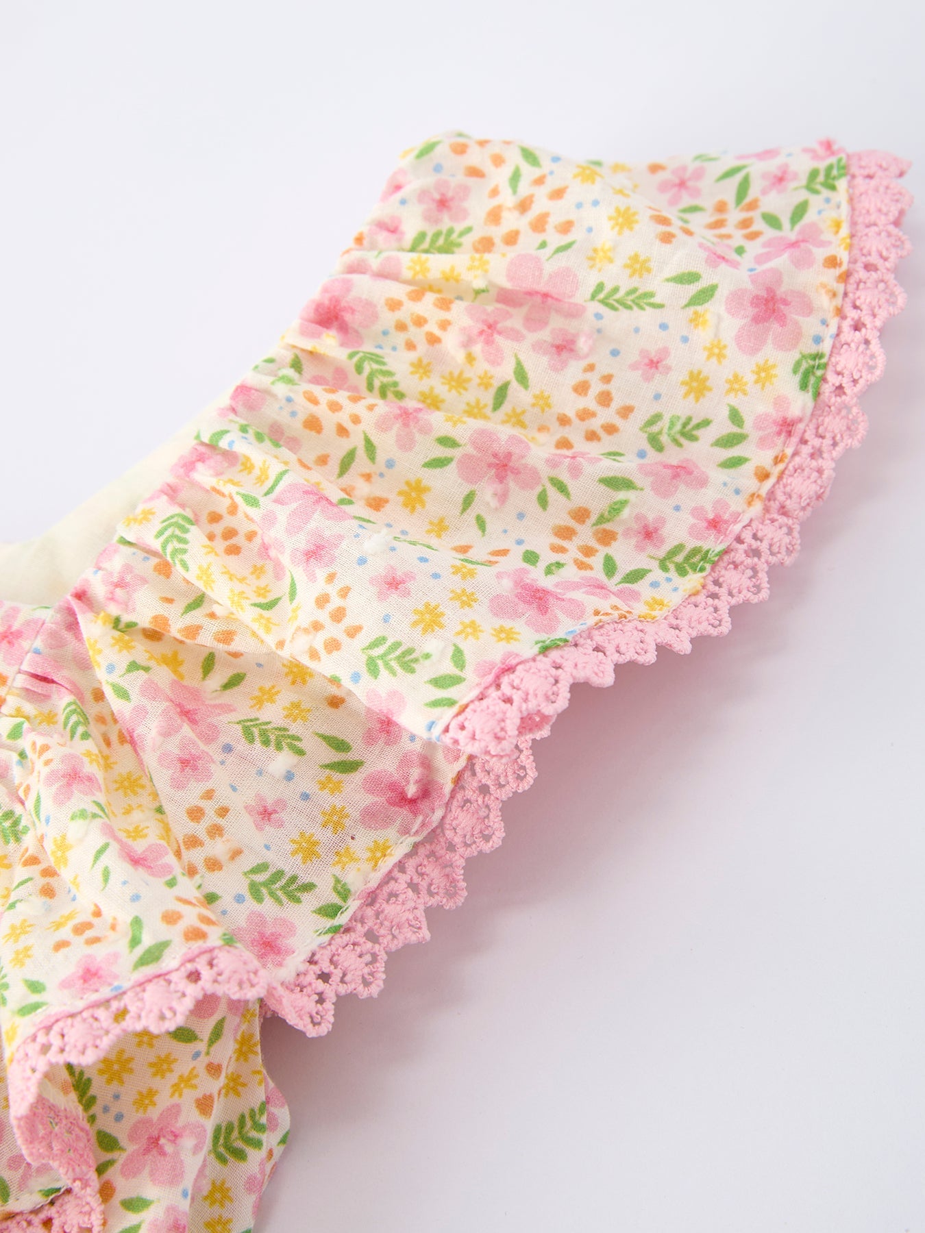 Rylee Faith Designs Spring Floral Girls Ruffle Dress With Bow Straw Hat Set