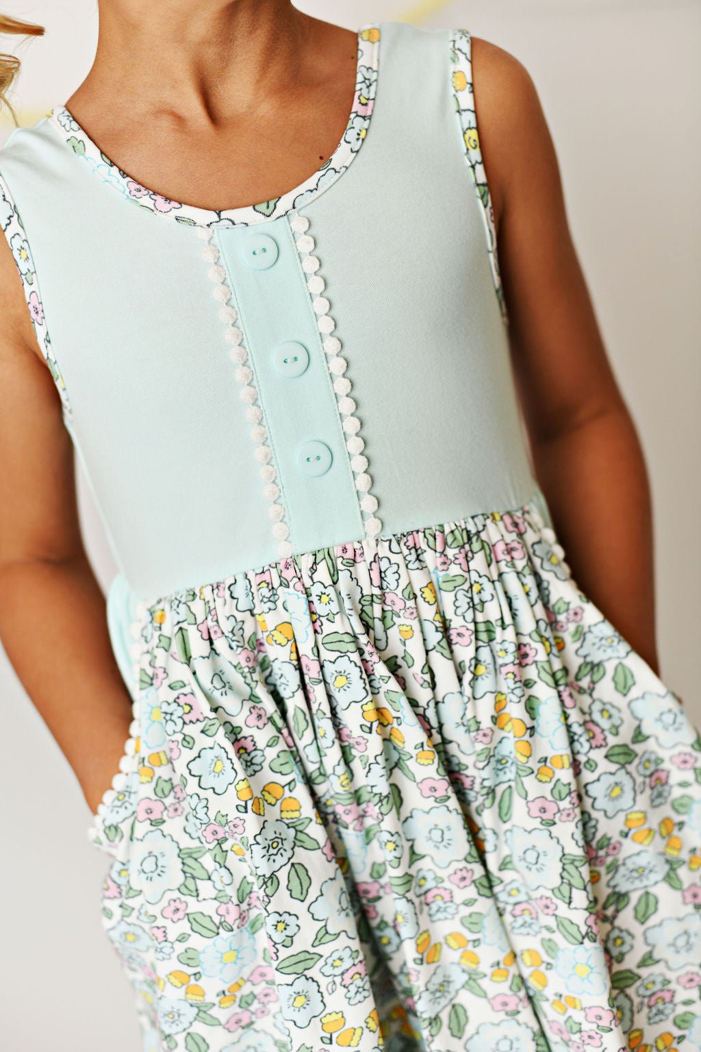 Serendipity Clothing Mint Blossom Layered Pocket Dress