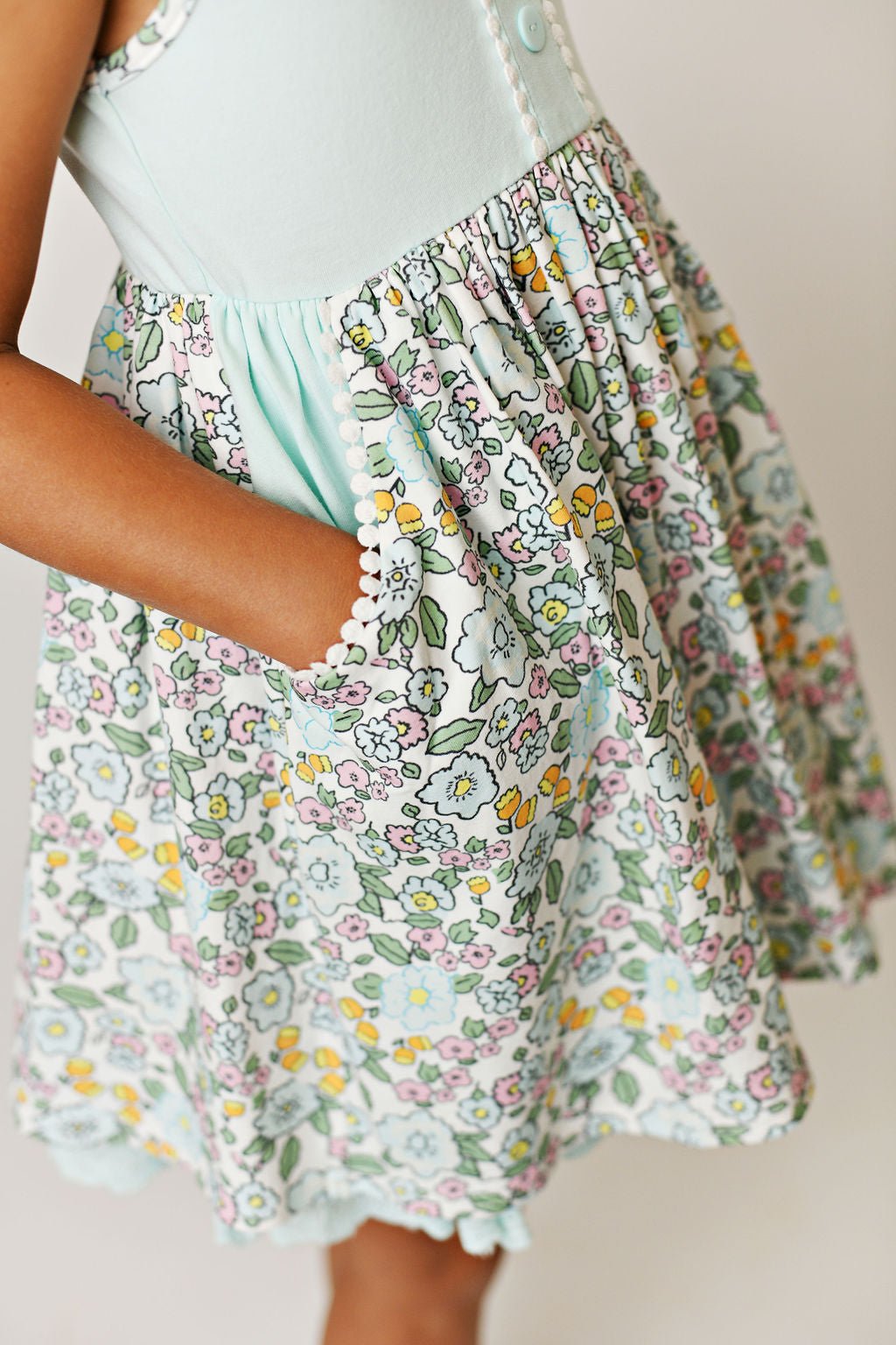 Serendipity Clothing Mint Blossom Layered Pocket Dress