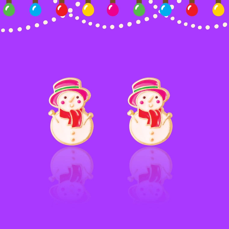 Girl Nation Cutie Stud Earrings - Snowman Wonderland