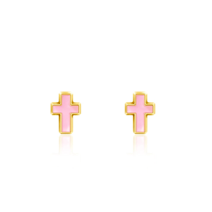 Girl Nation Cutie Stud Earrings - Pink Cross