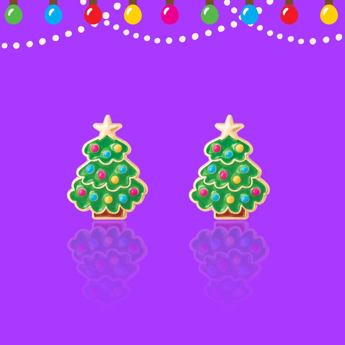 Girl Nation Cutie Stud Earrings - Happy Christmas Tree