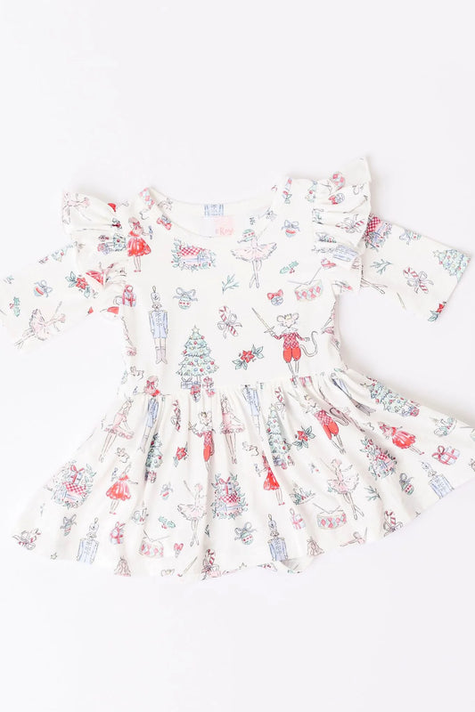 Mila & Rose Clara's Christmas Twirl Flutter Bodysuit