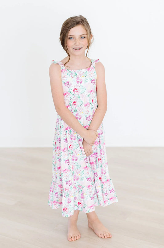 Mila & Rose Watercolor Floral Ruffle Maxi Dress