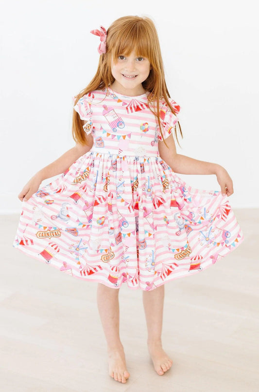 Mila & Rose Off To The Circus Flutter Sleeve Twirl Dress