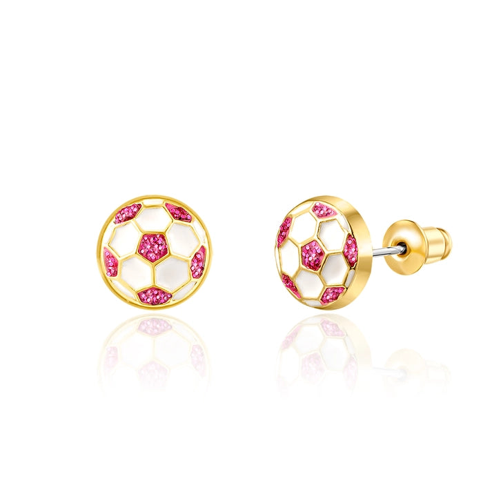 Girl Nation Cutie Stud Earrings - Glitter Soccer Ball