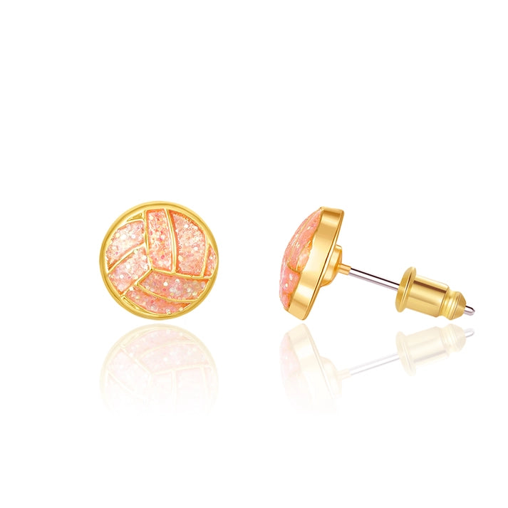 Girl Nation Cutie Stud Earrings - Glitter Volleyball