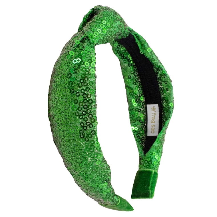 Frog Sac Sparkly Sequin Knot Headband - Green