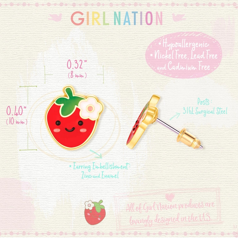 Girl Nation Cutie Stud Earrings - You're Berry Cute