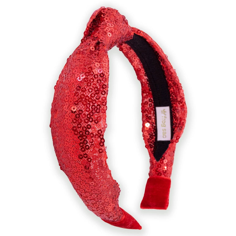 Frog Sac Sparkly Sequin Knot Headband - Red