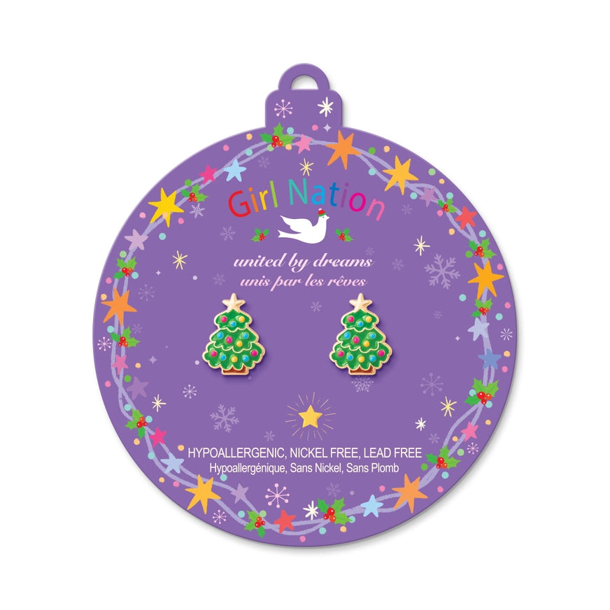 Girl Nation Cutie Stud Earrings - Happy Christmas Tree