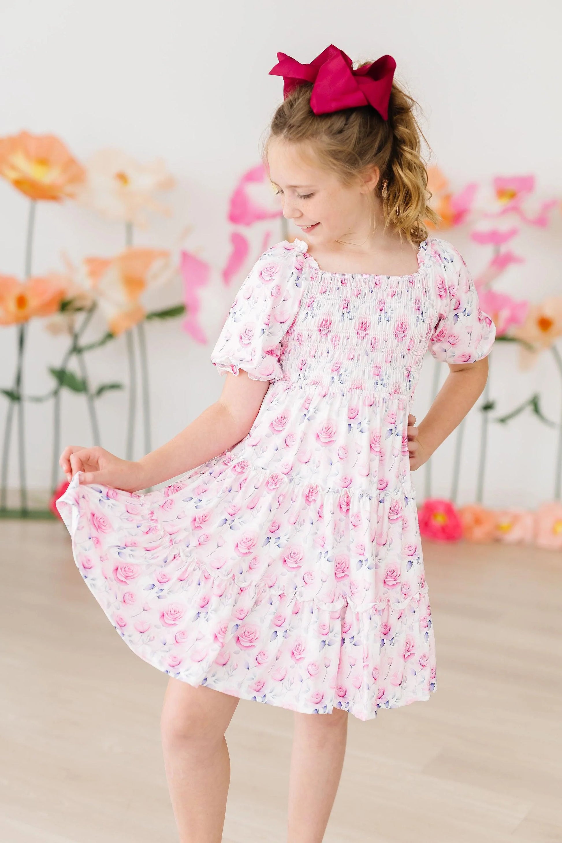 Mila & Rose Rose Garden Smocked Ruffle Dress